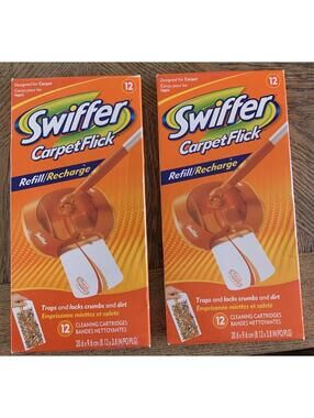 SWIFFER Carpet Flick Refill Pack 12 Cleaning Cartridges Lot Of 2 NEW Sealed